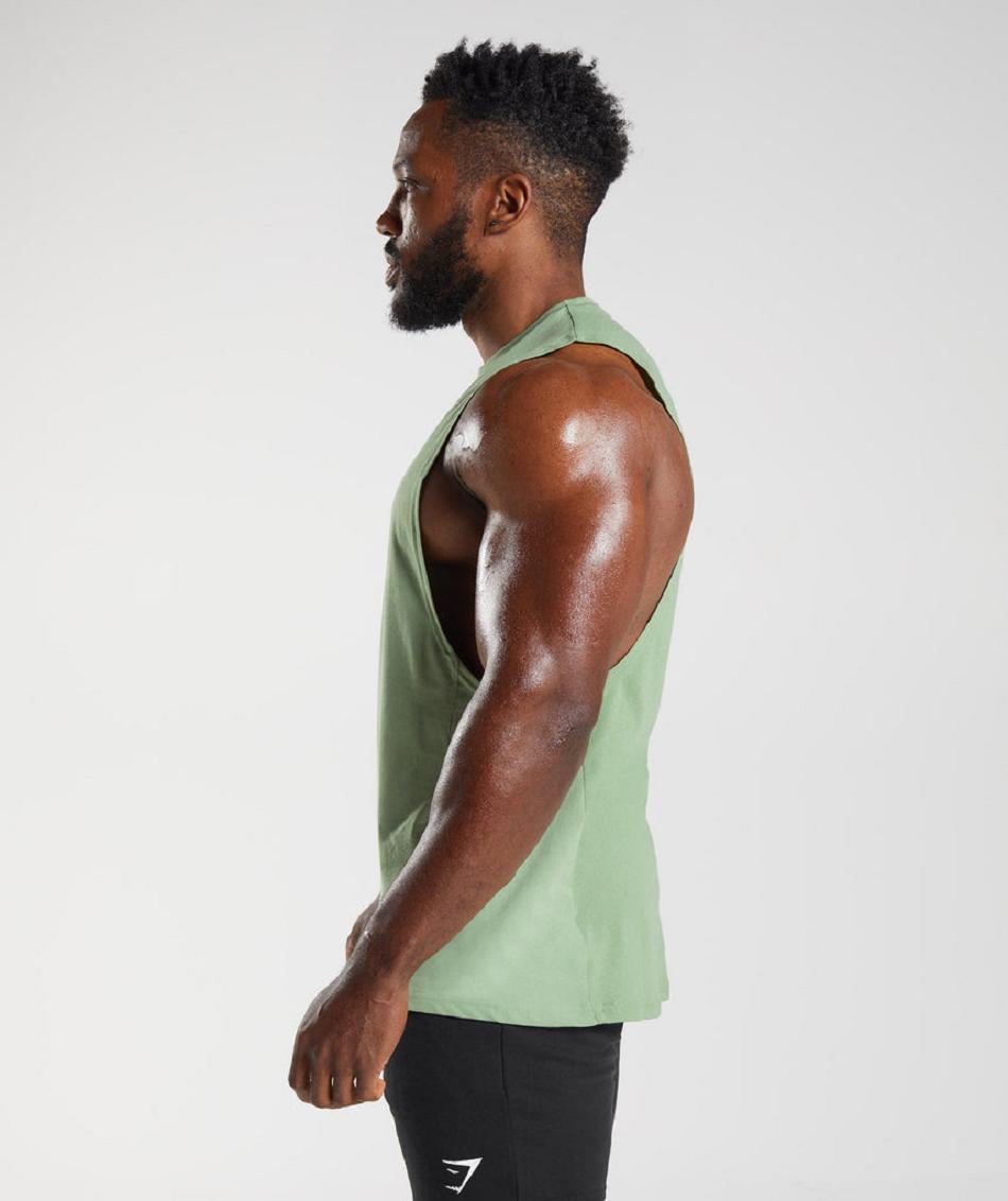 Camiseta Tirantes Gymshark React Drop Arm Hombre Verde | CO 3163PJJ